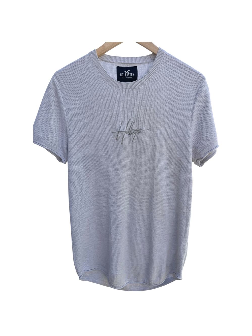Hollister Waffle Knit T Shirt Mens Medium Gray Short Sleeve Thermal Casual